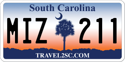 SC license plate MIZ211