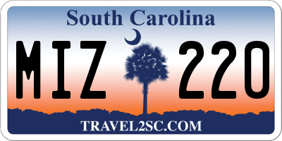 SC license plate MIZ220