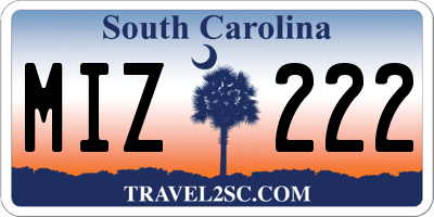 SC license plate MIZ222