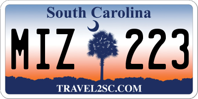 SC license plate MIZ223