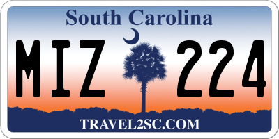 SC license plate MIZ224