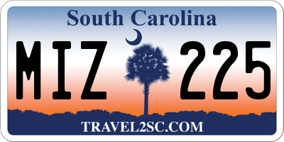 SC license plate MIZ225