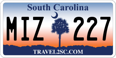 SC license plate MIZ227
