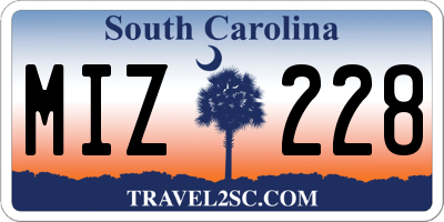 SC license plate MIZ228