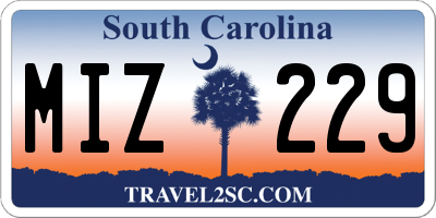 SC license plate MIZ229