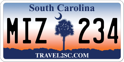 SC license plate MIZ234