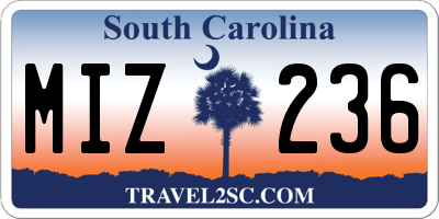 SC license plate MIZ236