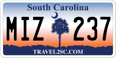 SC license plate MIZ237