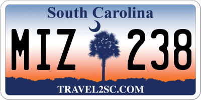 SC license plate MIZ238