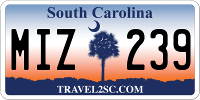 SC license plate MIZ239