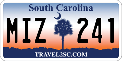 SC license plate MIZ241