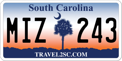 SC license plate MIZ243