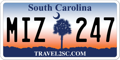 SC license plate MIZ247