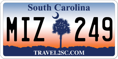 SC license plate MIZ249
