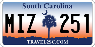 SC license plate MIZ251