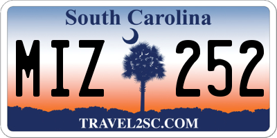 SC license plate MIZ252