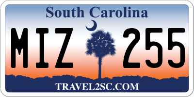 SC license plate MIZ255