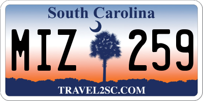 SC license plate MIZ259