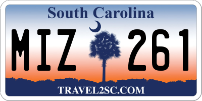 SC license plate MIZ261
