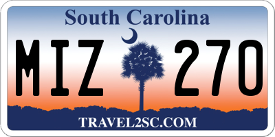 SC license plate MIZ270