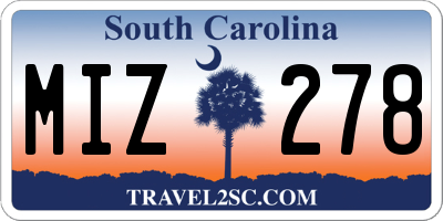 SC license plate MIZ278