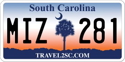SC license plate MIZ281