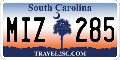 SC license plate MIZ285