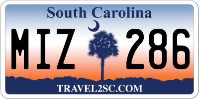 SC license plate MIZ286