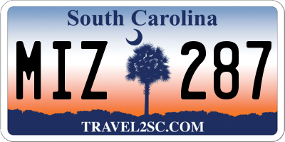 SC license plate MIZ287
