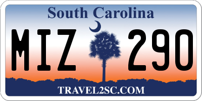 SC license plate MIZ290