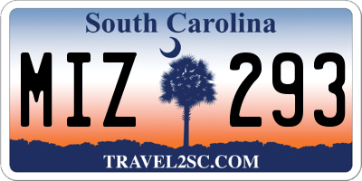 SC license plate MIZ293