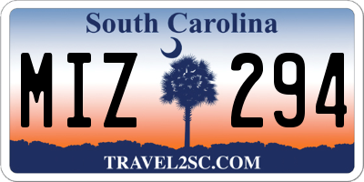 SC license plate MIZ294
