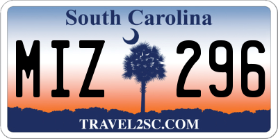 SC license plate MIZ296