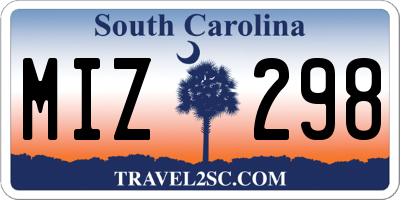 SC license plate MIZ298