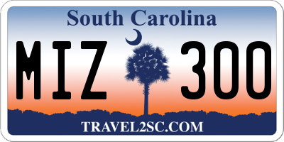 SC license plate MIZ300