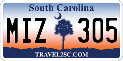 SC license plate MIZ305