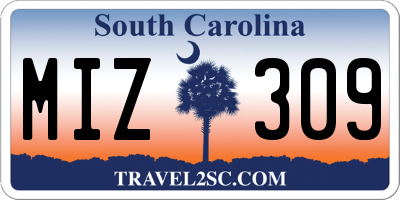 SC license plate MIZ309