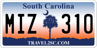 SC license plate MIZ310