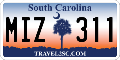 SC license plate MIZ311