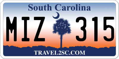 SC license plate MIZ315