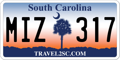 SC license plate MIZ317