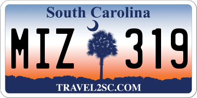 SC license plate MIZ319