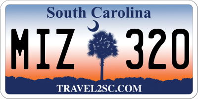 SC license plate MIZ320