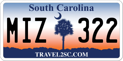 SC license plate MIZ322