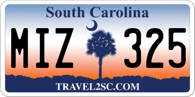 SC license plate MIZ325