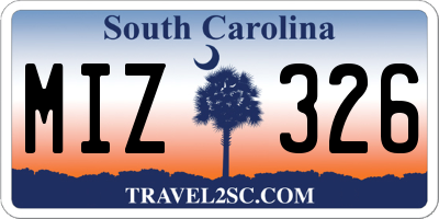 SC license plate MIZ326