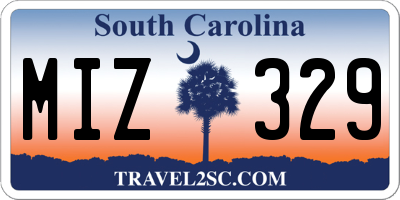 SC license plate MIZ329