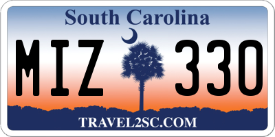 SC license plate MIZ330