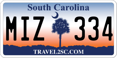SC license plate MIZ334
