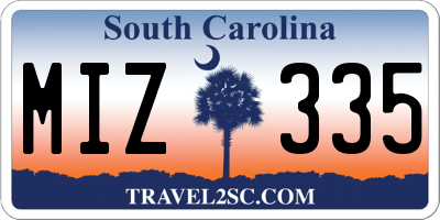 SC license plate MIZ335